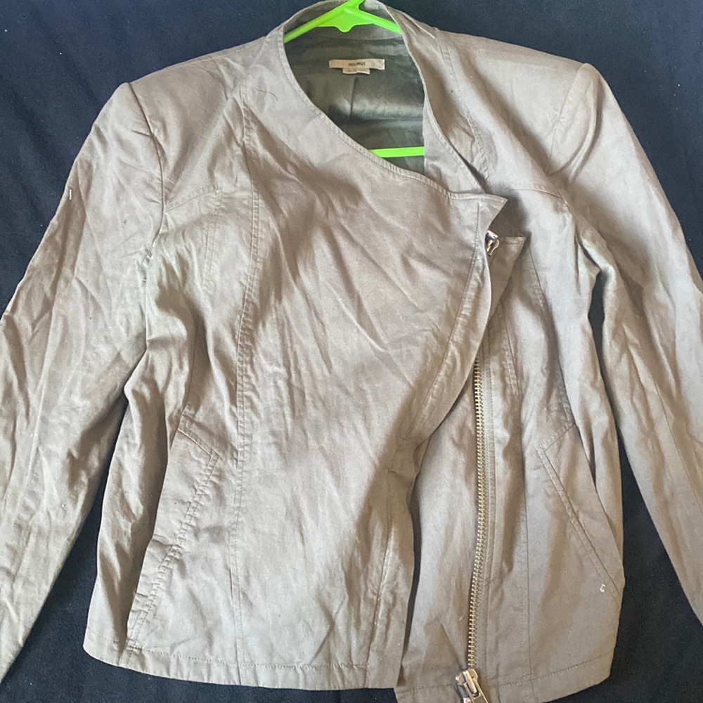 Military Green Helmut Lang Asymmetrical Jacket